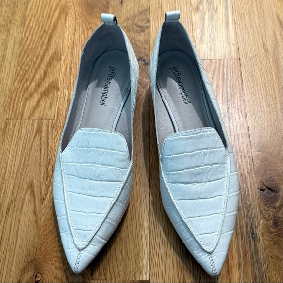 Jeffrey Campbell White Croc-Embossed Black Patent Leather Viona Loafers - Picture 1 of 5